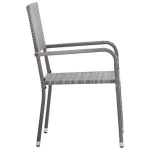Juego de 6 Sillas de Jardín de Ratán PE Gris, Muebles de Patio Estándar de Acero - Product Image 4