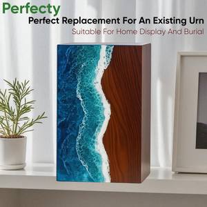 Handcrafted Rosewood Cremation Urn for Ashes Ocean Wave Wooden <b>Memorial</b> <b>Box</b> <b>Keepsake</b> - Product Image 2