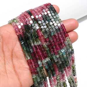 Pierre précieuse naturelle de tourmaline multicolore de qualité AAA, forme boîte de 3,5 mm, brin de 13 pouces, pierres en vrac multicolores pour la fabrication de bijoux - Product Image 5