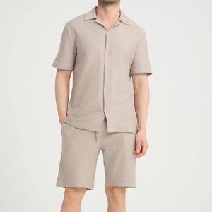 Men Sports Latest Fashion Button up Shirt Short Sleeve Printing Summer Short Sets Casual Solid Color Men <b>T</b>-shirt and Short Sets - Product Image 6