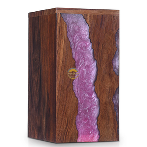 Ocean Inspired Resin & Natural Wood Cremation Urn Handmade Blue Wave Funeral Ashes <b>Box</b> by AYAANS - Product Image 5