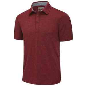 Polo de sport homme rouge uni pas cher à séchage rapide, en coton et élasthanne, maillot de polo homme écologique, design personnalisé - Product Image 1