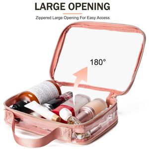 MODENGKONGJIAN Set di 2 Borse da Toilette Trasparenti Approvate TSA, Formato Quarto, con Ampia Apertura e Manico per Cosmetici e Trucchi - Product Image 2