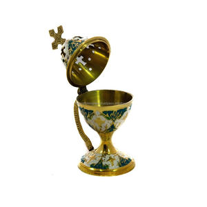 Brûleur d'encens décoratif de noël peint à la main fini en laiton pur occasions de mariage sentant le brûleur d'encens de jardin et l'encensoir - Product Image 4