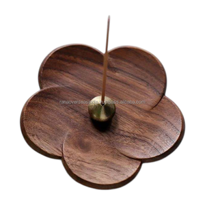 Premium Eco-Friendly Wooden Incense Plate Holder with Flower Petal Design for Fall Aromatherapy Wellness and <b>Decorative</b> Display - Product Image 3