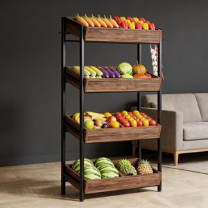 4-Tier Wood Storage Rack <b>Stand</b> Fruit and <b>Vegetable</b> Organizer - Product Image 2