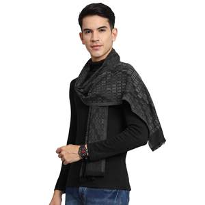 Écharpe longue carrée en cachemire 100% éco-responsable pour homme, accessoire de mode de haute qualité pour l'hiver, jacquard à carreaux, écharpe tricotée pour homme - Product Image 2