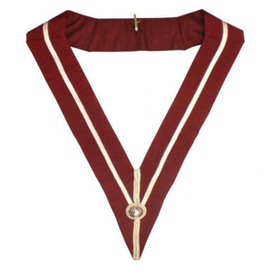 Custom Master Mason Masonic Apron Red with White Gold Trim Classical Style Embroidered Fabric <b>Sew</b>-On Badge Garment Accessory - Product Image 1