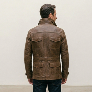 Chaquetas de Cuero para Hombre, Chaquetas de Cuero Genuino Transpirables, Chaqueta de Cuero OEM para Hombre en Diferentes Estilos y Diseños - Product Image 3