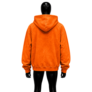 Sudadera con capucha naranja personalizada con cremallera completa para mujer, diseño de corazón con pedrería, estilo urbano, corte holgado, moda casual - Product Image 2