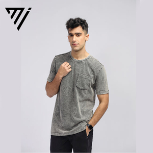 T-shirt Homme Vintage Gris Délavé Coupe Ample Coton Épais Style Décontracté Streetwear - Product Image 1