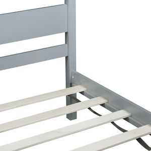 Letto singolo in legno di gomma grigio con testiera e pediera - Product Image 4