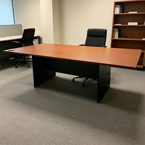 Modern <b>Extendable</b> Rectangle Conference <b>Table</b> Wood Veneer Office Furniture Commercial Use Stable Design Wood <b>Legs</b> Seating - Product Image 1