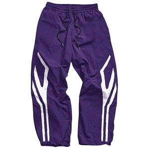 Pantalon décontracté confortable pour homme, coupe large, en molleton bouclette et nylon, avec passepoil, idéal pour l'extérieur - Product Image 1