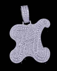 Joyería Hip Hop Unisex, Colgante Personalizado con Letra, Plata de Ley 925, Diamantes, Número, Nombre, Inicial, Logotipo, Chapado en Oro, Certificado GRA - Product Image 3