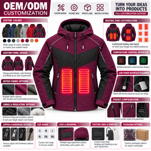 Veste à capuche chauffante USB personnalisée, veste thermique alimentée par batterie pour l'hiver, vêtement d'extérieur, contrôle intelligent de la température, pour hommes et femmes - Product Image 5