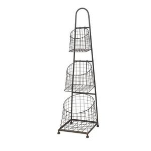 Panier de rangement en fil métallique à trois niveaux avec poignée pour présentoir à fruits - Product Image 1