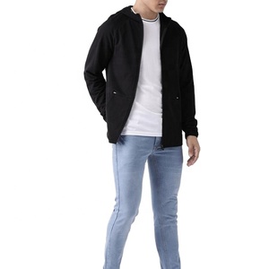 Fashion Boxy Cropped <b>Fleece</b> Cotton Full Zip Up <b>Black</b> Hoodie Custom Logo Acid Washed Hoodies For Men - Product Image 1
