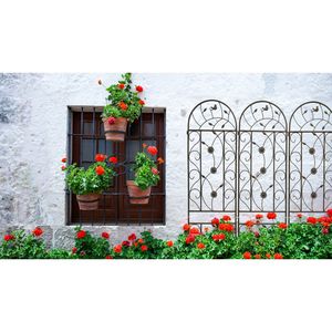 Set di 4 tralicci da giardino in metallo 220 cm x 50 cm, marrone, antiruggine, supporto per piante rampicanti da esterno - Product Image 1