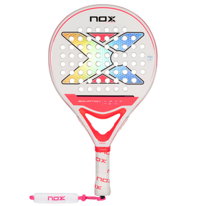 Overgrip de tennis Nox avec cordon de sécurité, impression sérigraphique blanche et rose, ajustement universel - Product Image 5