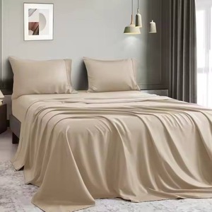 Drap de lit en bambou 300TC, uni, toucher doux et naturel, respirant, linge de lit de luxe pour la maison, la chambre à coucher, la chambre d'hôtes, l'hôtel, la station balnéaire - Product Image 4