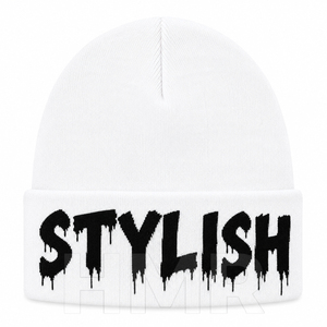 Gorro Blanco HMR Sisterhood Brotherhood, Unisex, Tejido a Mano, Acrílico, Gorro de Invierno, Estilo Urbano, Casual, con Estampado de Letras - Product Image 1