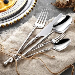 Stylish stainless steel metal cutlery set durable rust resistant flatware utensils for dining table kitchen restaurant hotel use - Product Image 2