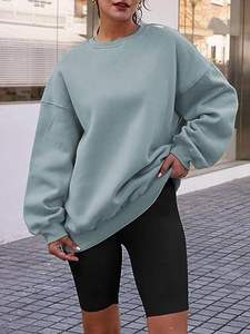 Sweat-shirt oversize à col rond pour femme, couleur unie, manches longues, coupe ample, streetwear pour l'automne et l'hiver - Product Image 5