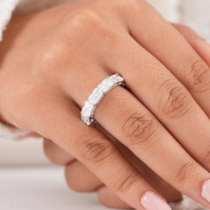 Elegant Stackable Band Radiant Cut Moissanite Half <b>Eternity</b> Band <b>Ring</b> 925 <b>Silver</b> Fine Gift For Anniversary Party Charms - Product Image 4