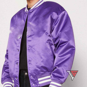 Custom Chicago Satin <b>Varsity</b> <b>Bomber</b> <b>Jacket</b> with Canvas Fabric 100% Satin Shell Waterproof & Windproof Winter <b>Jacket</b> for <b>Men</b> - Product Image 4