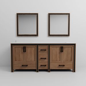 Rustic Barnwood Double <b>Bath</b> Vanity 80 In. W X 22 In. D with White Quartz Top and 30 In. <b>Mirrors</b> Bathroom Vanities - Product Image 6