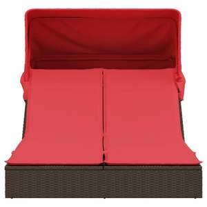 Tumbona Doble de Ratán Sintético Marrón para Patio, Muebles de Exterior Elegantes - Product Image 3