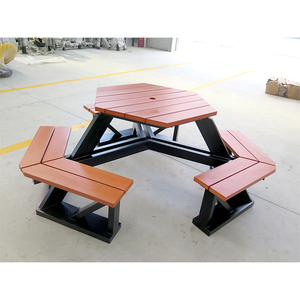 Ensemble <span class=keywords><strong>de</strong></span> meubles <span class=keywords><strong>de</strong></span> jardin d'extérieur sur mesure, résistant à l'eau, avec <span class=keywords><strong>table</strong></span> et bancs en plastique et en bois - Product Image 3