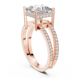 SPLIT SHANK 3CT Lab Grown Princess <b>Diamond</b> <b>Ring</b> Set in 18KT ROSE Gold FOR Engagement Valentine PARTY WEDDING FOR WOMEN - Product Image 2