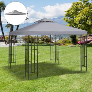Telo di Ricambio a 2 Strati Grigio Chiaro per Gazebo da Esterno, Copertura Anti-UV 3x3 Metri per Padiglione, Giardino, Ombrellone da Patio - Product Image 2