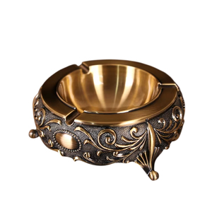 Cenicero Cuadrado de Madera para Cigarros, Bandeja de Tabaco de Metal Chapado en Oro Premium con Patrones Vintage Grabados, Accesorios para Fumar al por Mayor - Product Image 5