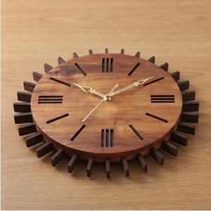 Reloj de Pared de Madera de Acacia Hecho a Mano, Redondo, Analógico, de Cuarzo, Silencioso, Sin Tictac, Diseño Moderno de Mediados de Siglo, Tronco de Árbol Natural - Product Image 3