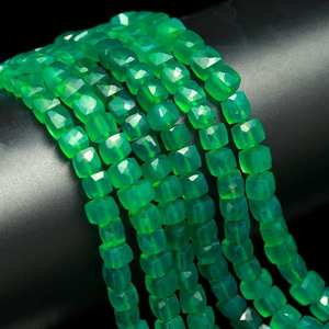 Cuentas de Ónix Verde Natural Facetadas en Forma de Caja, 7MM, Cuentas Sueltas de Ónix Verde, Hilo de 8 Pulgadas para Fabricación de Joyas, Venta al por Mayor a Granel - Product Image 4