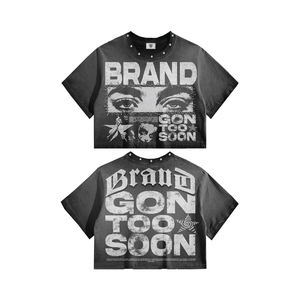 Camiseta Negra Oversize de Streetwear para Hombre, Marca B, Manga Corta, Estampado Gráfico, Cuello Redondo, Poliéster, Estilo Casual Hip Hop - Product Image 2