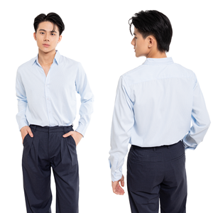 เสื้อเชิ้ตแขนยาวลายทางสำหรับผู้ชาย ผ้าฝ้ายป๊อปลิน 100% กันยับ ปกคอพับ สไตล์สมาร์ทแคชชวล แขนยาวเต็มตัว เหมาะสำหรับใส่ในฤดูใบไม้ผลิ - Product Image 1