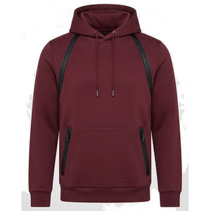 Custom Embroidery Logo <b>Burgundy</b> Color <b>Men's</b> <b>Hoodie</b> Side Zip Up Spacious Storage Pocket Skin Friendly Soft Touch Fabric <b>Hoodie</b> - Product Image 1