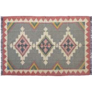 พรมขนสัตว์และปอกระเจาแบบถัก5x8ทำด้วยมือพรมสไตล์โบฮีเมียนได้แรงบันดาลใจจากโบฮีเมียนสำหรับห้องนั่งเล่นและห้องนอน - Product Image 3