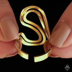 Conjunto de pulsera y anillo chapado en oro PRAO, joyería de moda curvada antideslustre - Product Image 1