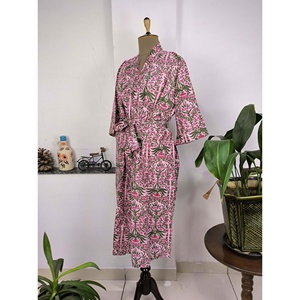 Cotton Printed Kimono Solid Simple Maxi Woven Sleeveless Loose Cover up <b>Robe</b> V Neck Wrap Dress <b>Beach</b> Lounge Wear Women - Product Image 4