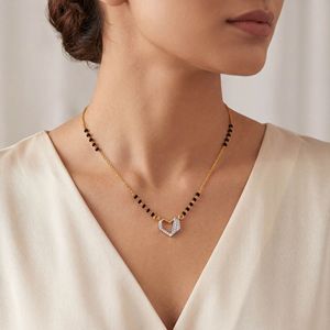 Collier Mangalsutra classique en or rose plaqué 18 carats GLEAMORA ENTERPRISE, diamants cultivés en laboratoire, certifié IGI, perle noire - Product Image 4