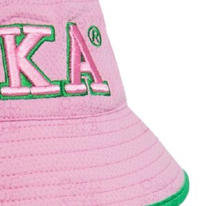 AKA Forest Green & Light Pink Raised 3D Embroidered <b>Bucket</b> <b>Hat</b> <b>Reversible</b> Greek Sorority Cap OEM ODM Wholesale - Product Image 2