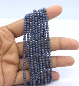 Perles rondes facettées en saphir bleu véritable, 3 à 3,5 mm, perles rondes en saphir naturel, perles rondes en saphir bleu pour la création de bijoux - Product Image 1