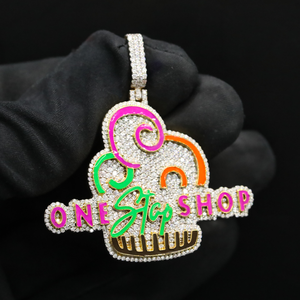 Colgante Temático One Stop Shop, Chapado en Oro de 18K, Aleación con Cristales de Imitación, Estilo Hiphop, Unisex, Joyería para Regalo - Product Image 4