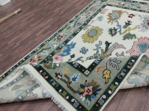Tapis en laine fleuri fait main, tapis Oushak noué à la main, tapis oriental traditionnel pour salon, chambre à coucher, décoration de la maison - Product Image 3