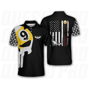 Camiseta de Polo de Billar 3D para Hombre, Jersey de Billar de 8 y 9 Bolas, Alta Calidad, Logotipo Personalizado al por Mayor, Secado Rápido, Transpirable, Sublimación - Product Image 1